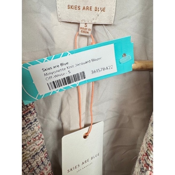 Skies Are Blue Minyonette Knit Jacquard Blazer Off-White Multicolor Small NWT - Picture 4 of 7